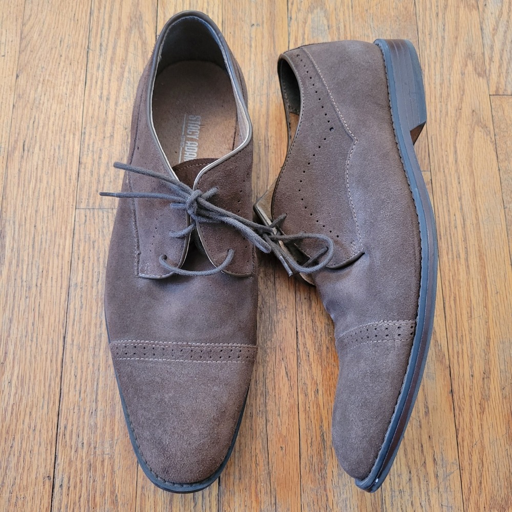 Stacy Adams 11M Oxford Brown Suede Cap Toe Brogue DICKINSON Academia Twee Preppy